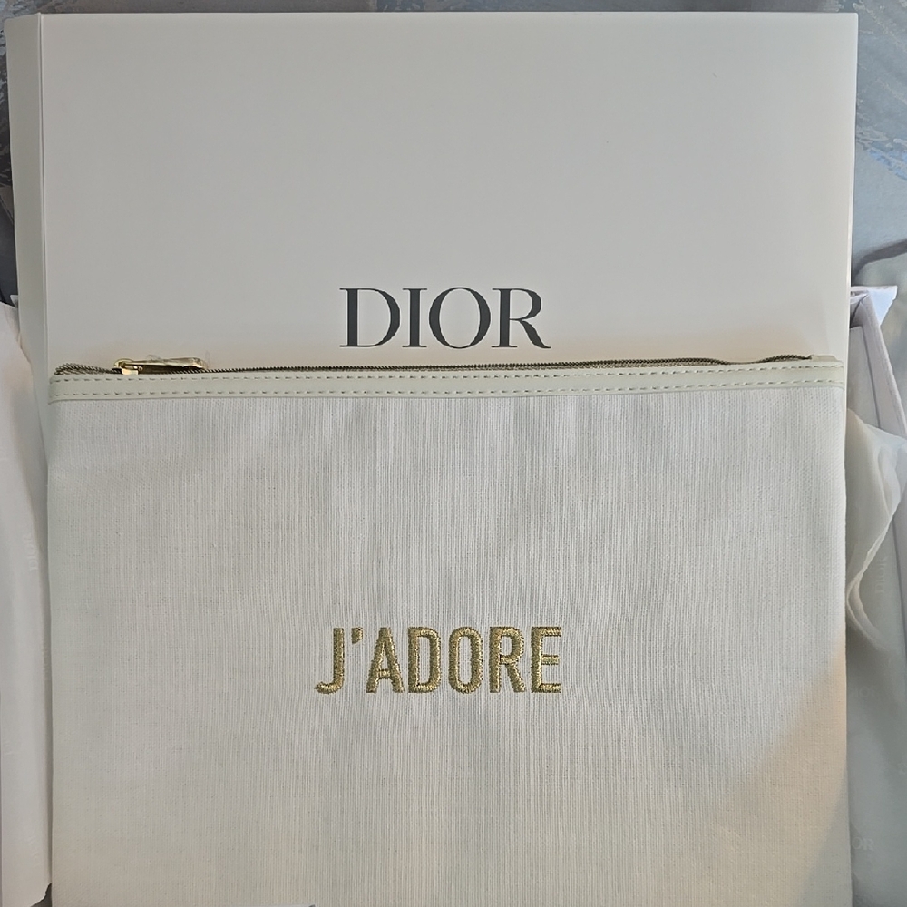 Dior J'adore White and Gold Pouch With Box New